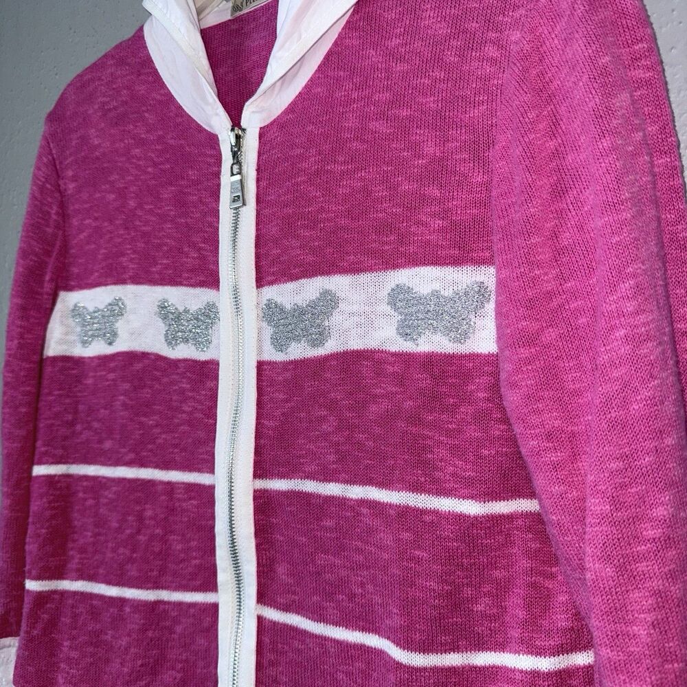 Pleasant by Blue Willi’s Full Zip Sweater Hoodie Cotton Linen Top Size M Pink - Picture 3 of 13